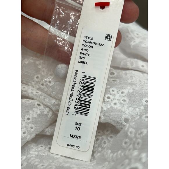 NWT Alice + Olivia‎ Womens White Embroidered Blakesley Jacquard Mini Dress Sz 10 - Picture 12 of 16